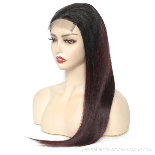 T1B350 Wholesale Highlight Bleached Knots Brazilian 4x4 Colored Closure Ombre HD Lace Front Wigs Virgin Human Hair Wigs